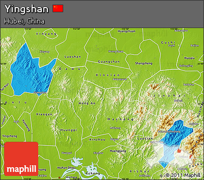 Political Map of Yingshan, physical outside