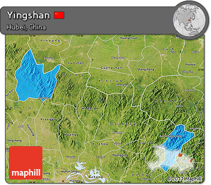 Political Map of Yingshan, satellite outside