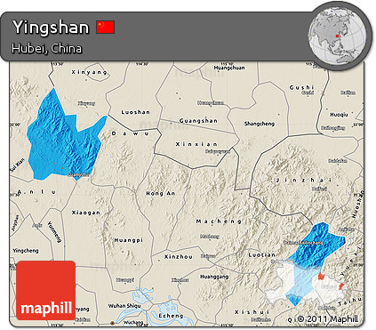 Political Map of Yingshan, shaded relief outside