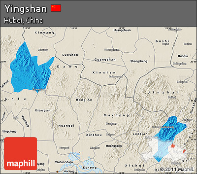 Political Map of Yingshan, shaded relief outside