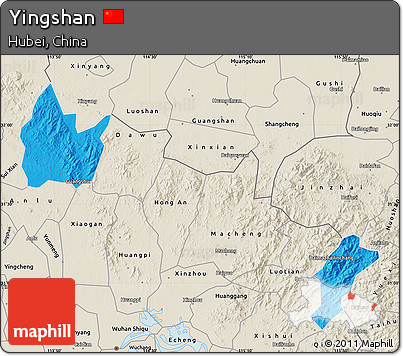 Political Map of Yingshan, shaded relief outside