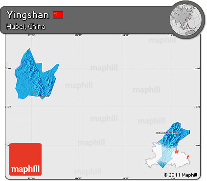 Political Map of Yingshan, single color outside