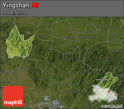 Satellite Map of Yingshan, darken