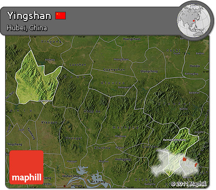 Satellite Map of Yingshan, darken