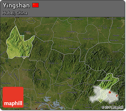 Satellite Map of Yingshan, darken