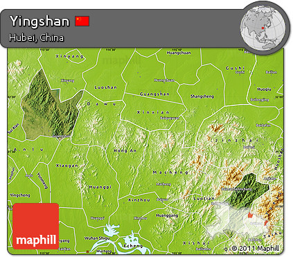 Satellite Map of Yingshan, physical outside