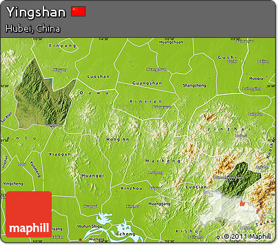 Satellite Map of Yingshan, physical outside