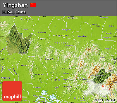 Satellite Map of Yingshan, physical outside