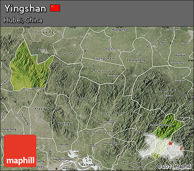 Satellite Map of Yingshan, semi-desaturated