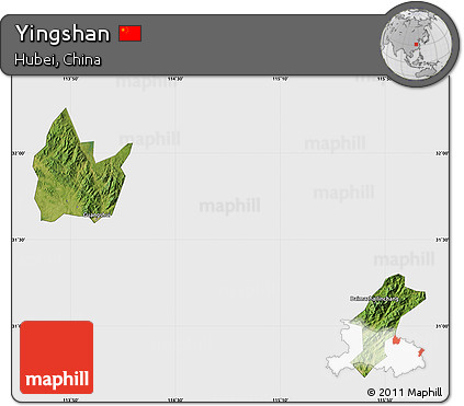 Satellite Map of Yingshan, single color outside