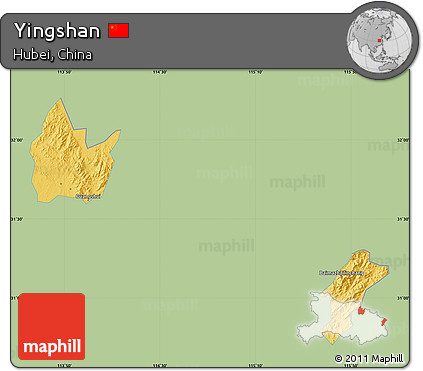 Savanna Style Map of Yingshan, single color outside