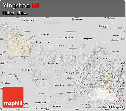 Shaded Relief Map of Yingshan, desaturated