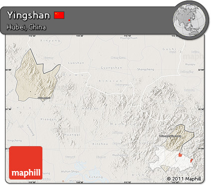 Shaded Relief Map of Yingshan, lighten