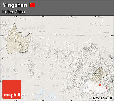 Shaded Relief Map of Yingshan, lighten