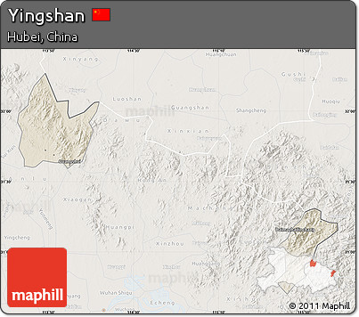 Shaded Relief Map of Yingshan, lighten