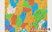 Shaded Relief Map of Yingshan, political outside