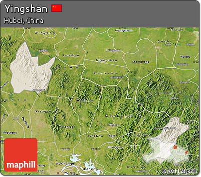 Shaded Relief Map of Yingshan, satellite outside