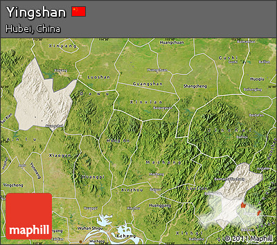 Shaded Relief Map of Yingshan, satellite outside