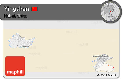 Classic Style Panoramic Map of Yingshan, single color outside