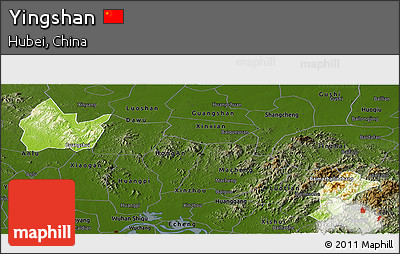 Physical Panoramic Map of Yingshan, darken