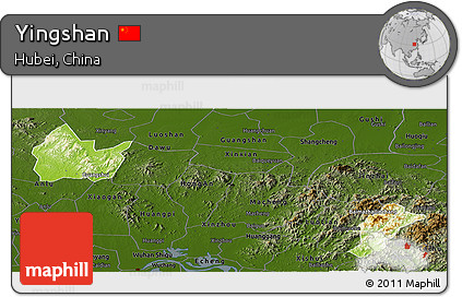 Physical Panoramic Map of Yingshan, darken