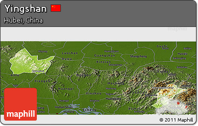 Physical Panoramic Map of Yingshan, darken