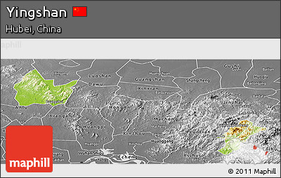 Physical Panoramic Map of Yingshan, desaturated