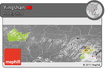 Physical Panoramic Map of Yingshan, desaturated