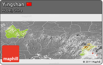 Physical Panoramic Map of Yingshan, desaturated