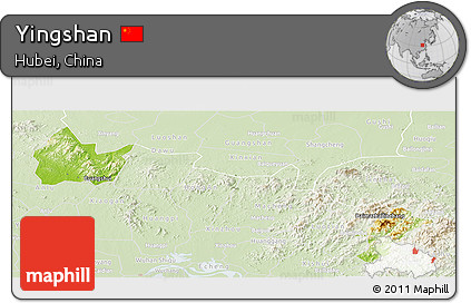 Physical Panoramic Map of Yingshan, lighten