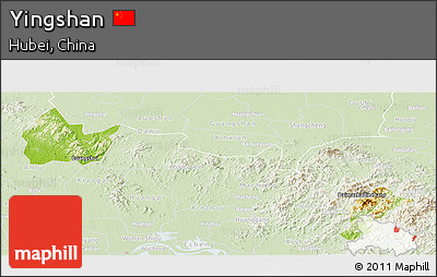 Physical Panoramic Map of Yingshan, lighten