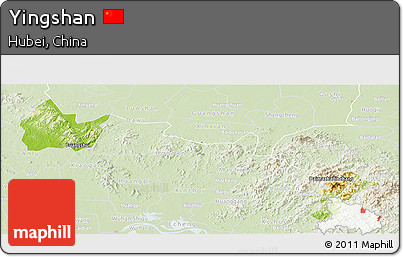 Physical Panoramic Map of Yingshan, lighten