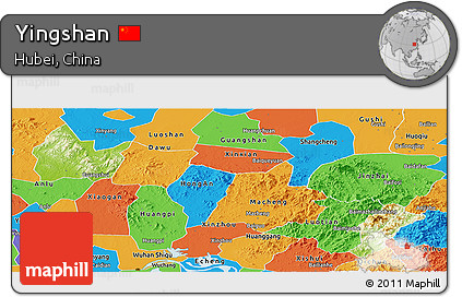 Physical Panoramic Map of Yingshan, political outside