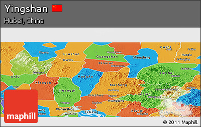 Physical Panoramic Map of Yingshan, political outside