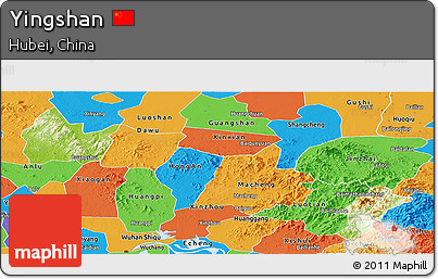 Physical Panoramic Map of Yingshan, political outside