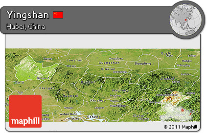 Physical Panoramic Map of Yingshan, satellite outside