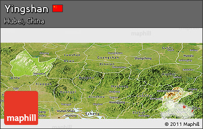 Physical Panoramic Map of Yingshan, satellite outside
