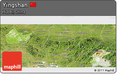Physical Panoramic Map of Yingshan, satellite outside