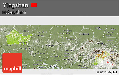 Physical Panoramic Map of Yingshan, semi-desaturated