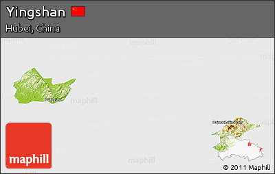 Physical Panoramic Map of Yingshan, single color outside