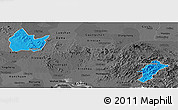 Political Panoramic Map of Yingshan, darken, desaturated