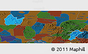 Political Panoramic Map of Yingshan, darken