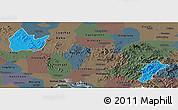 Political Panoramic Map of Yingshan, darken, semi-desaturated