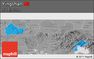 Political Panoramic Map of Yingshan, desaturated