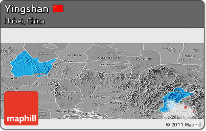 Political Panoramic Map of Yingshan, desaturated