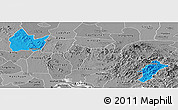 Political Panoramic Map of Yingshan, desaturated