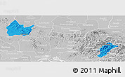 Political Panoramic Map of Yingshan, lighten, desaturated