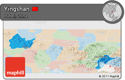 Political Panoramic Map of Yingshan, lighten