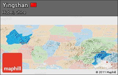 Political Panoramic Map of Yingshan, lighten