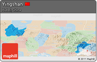 Political Panoramic Map of Yingshan, lighten